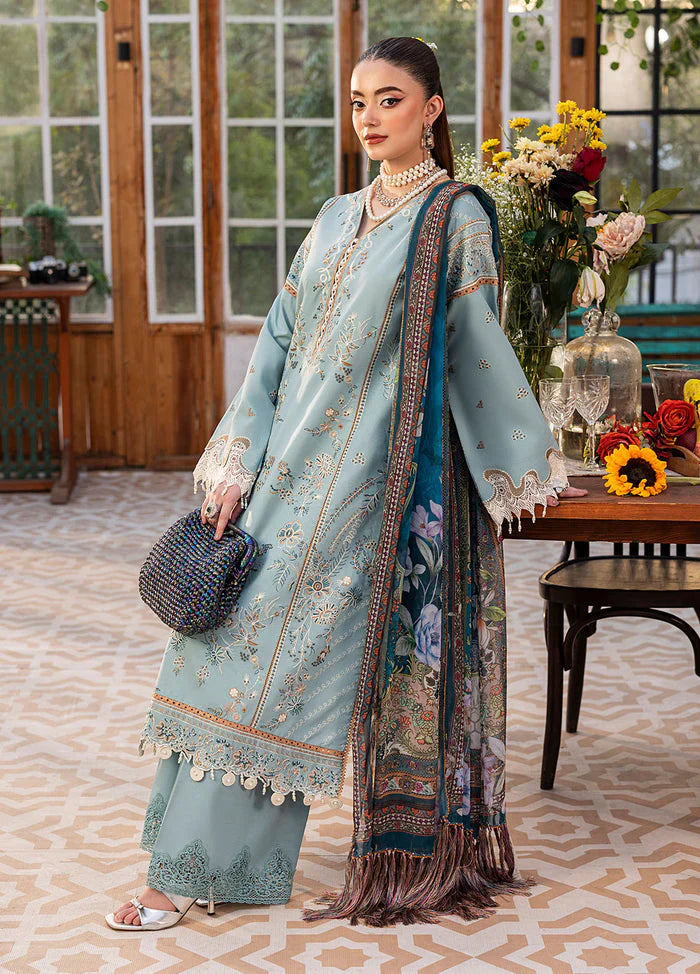 Lawn-3PC Embroidered With Chiffon Digital Printed Dupatta-5266