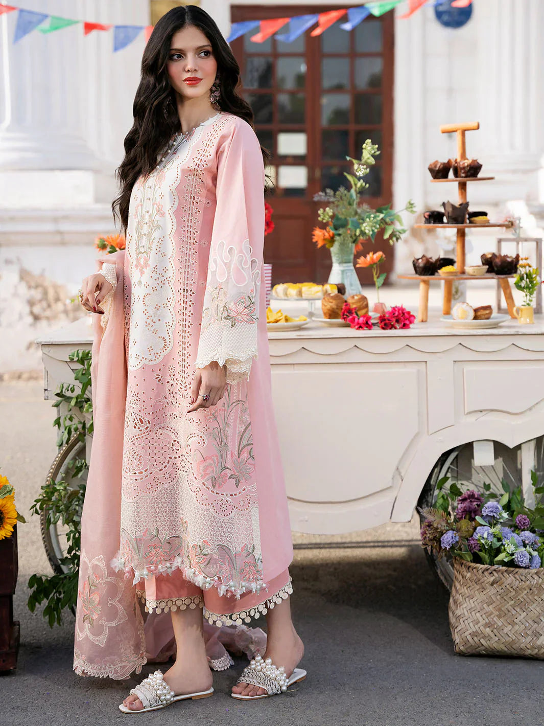 Lawn-3PC Embroidered Shirt with Organza Embroidered Dupatta-1322