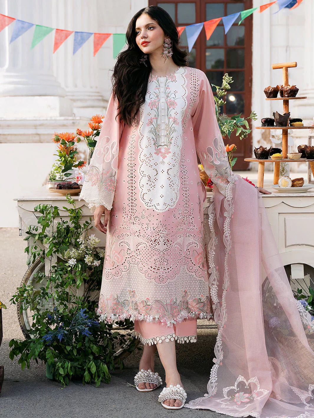 Lawn-3PC Embroidered Shirt with Organza Embroidered Dupatta-1322