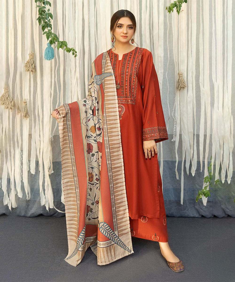 Lawn 3PC Embroidered Shirt with Digital Printed Jacquard Dupatta-5184