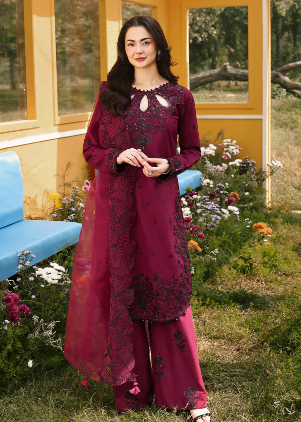 Lawn-3PC Embroidered Shirt With Khadi Net Embroidered Dupatta-5273