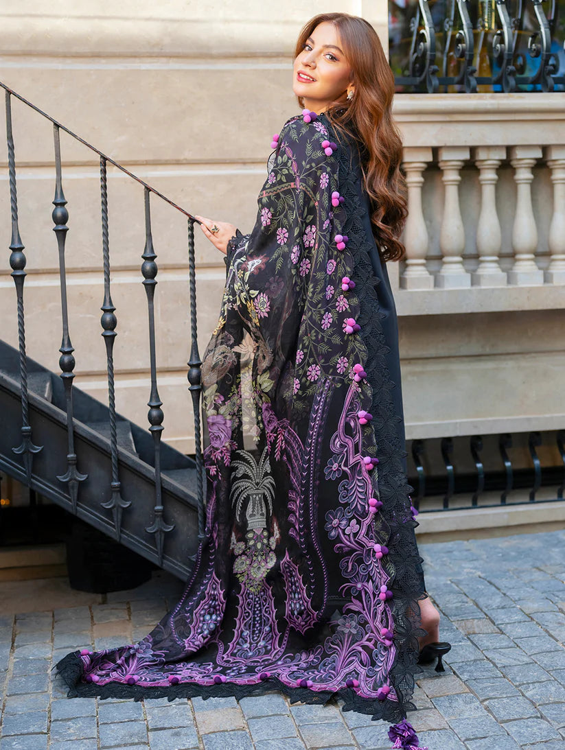 Lawn-3PC Chikankari Embroidered With Digital Printed Jacquard Dupatta-5240