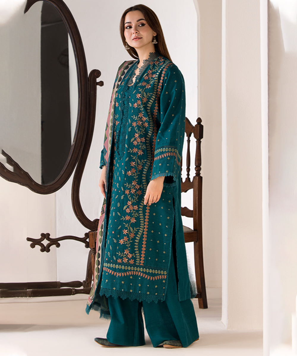 3PC LAWN EMBROIDERED SHIRT WITH DIGITAL PRINTED JACQUARD DUPATTA - 5026