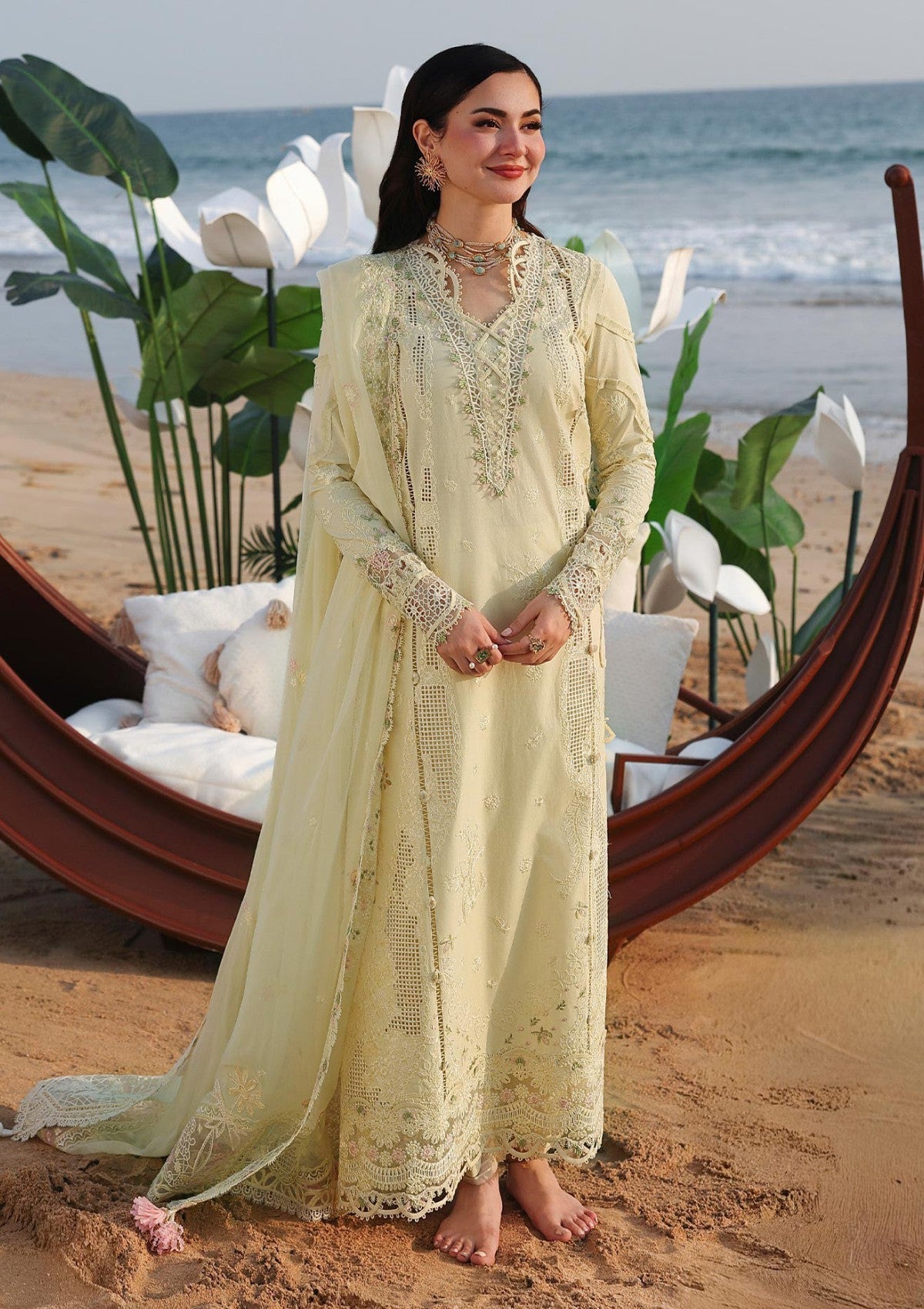 Lawn-3PC Embroidered Shirt with Organza Embroidered Dupatta - 5213