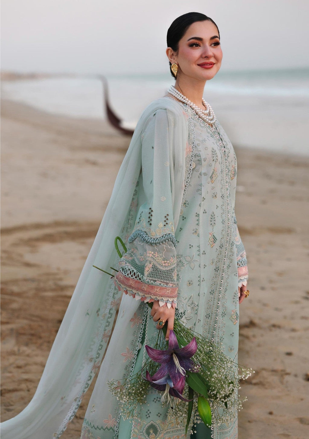 Lawn-3PC Embroidered Shirt With Khadi Net Embroidered Dupatta-5220