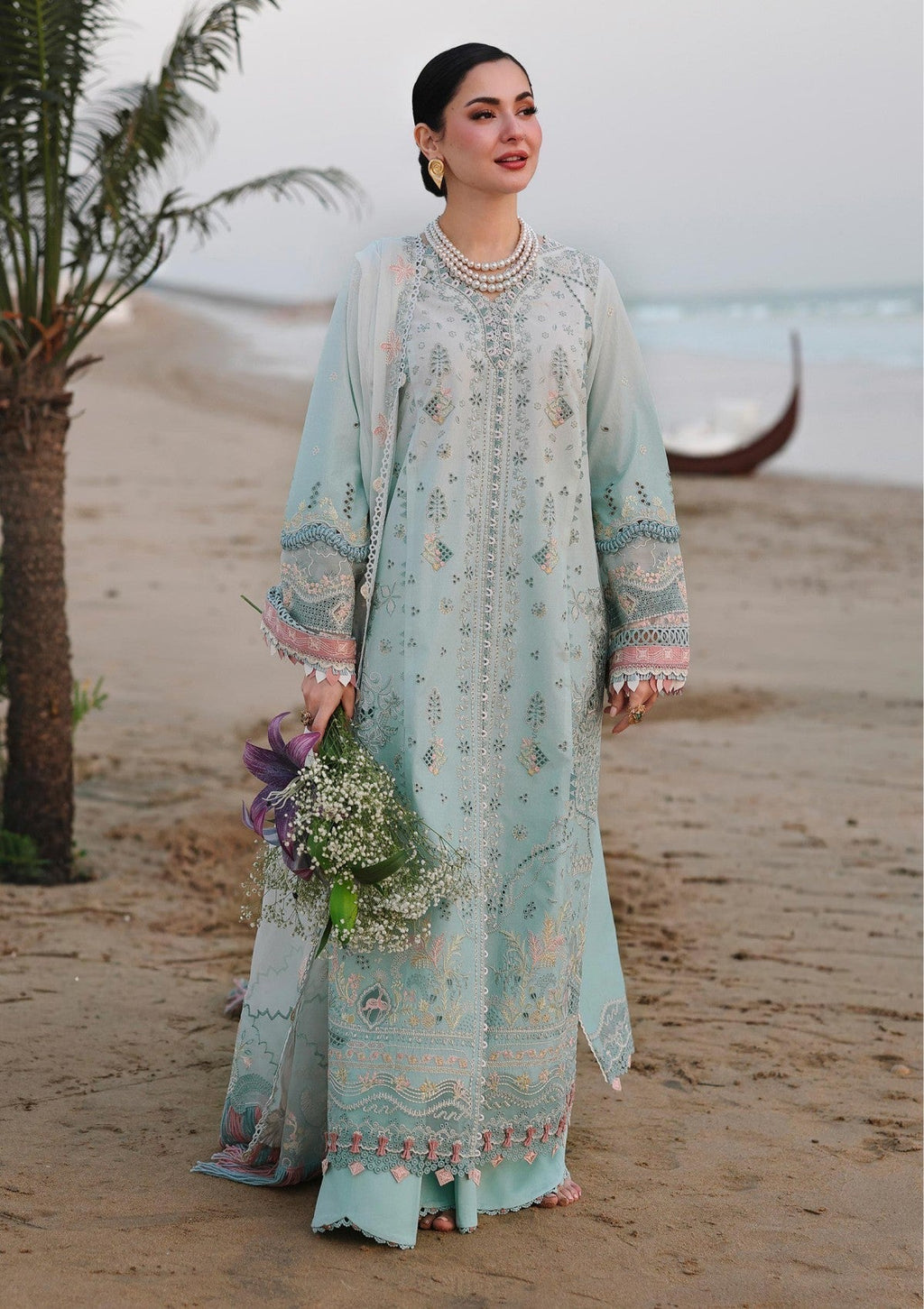 Lawn-3PC Embroidered Shirt With Khadi Net Embroidered Dupatta-5220