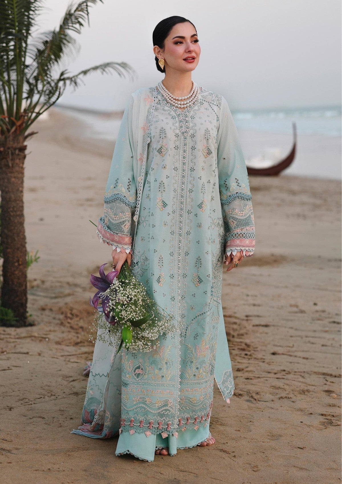 Lawn-3PC Embroidered Shirt With Khadi Net Embroidered Dupatta-5220