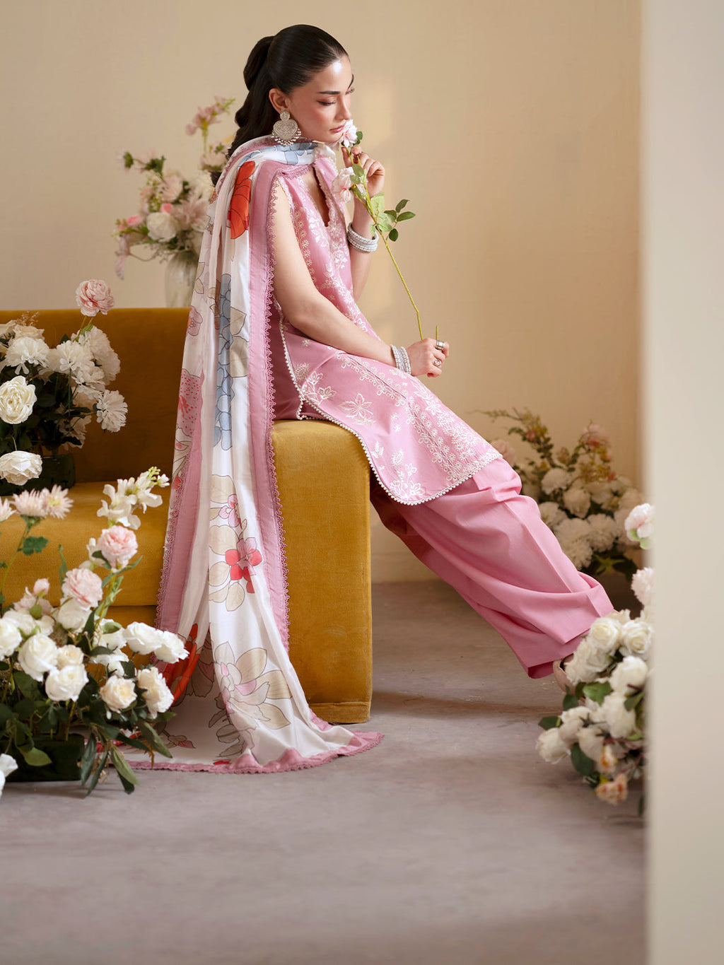 Lawn-3PC Embroidered With Chiffon Digital Printed Dupatta-5224