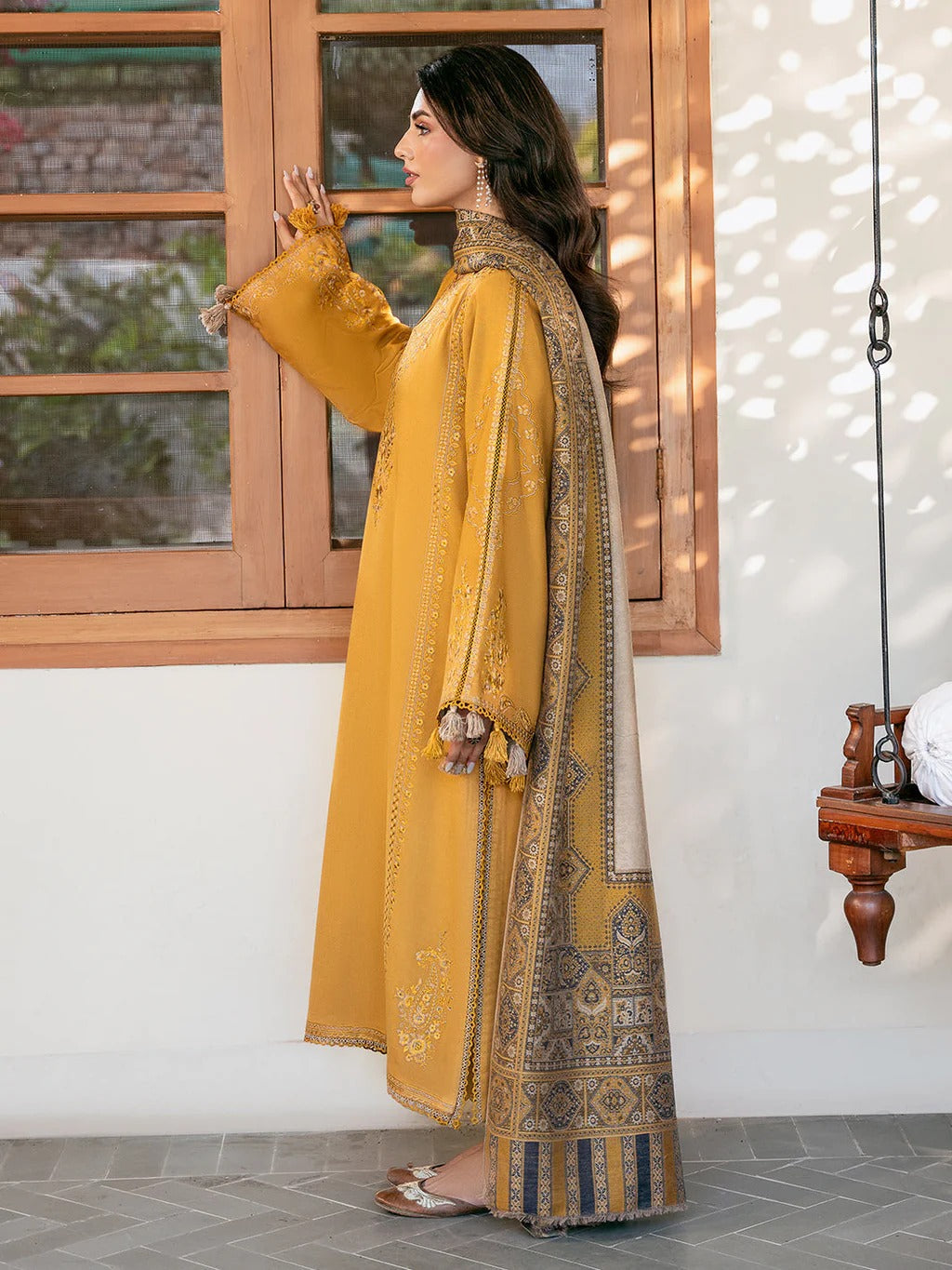 3PC Lawn Embroidered Shirt With Digital Printed Jacquard Dupatta-5039