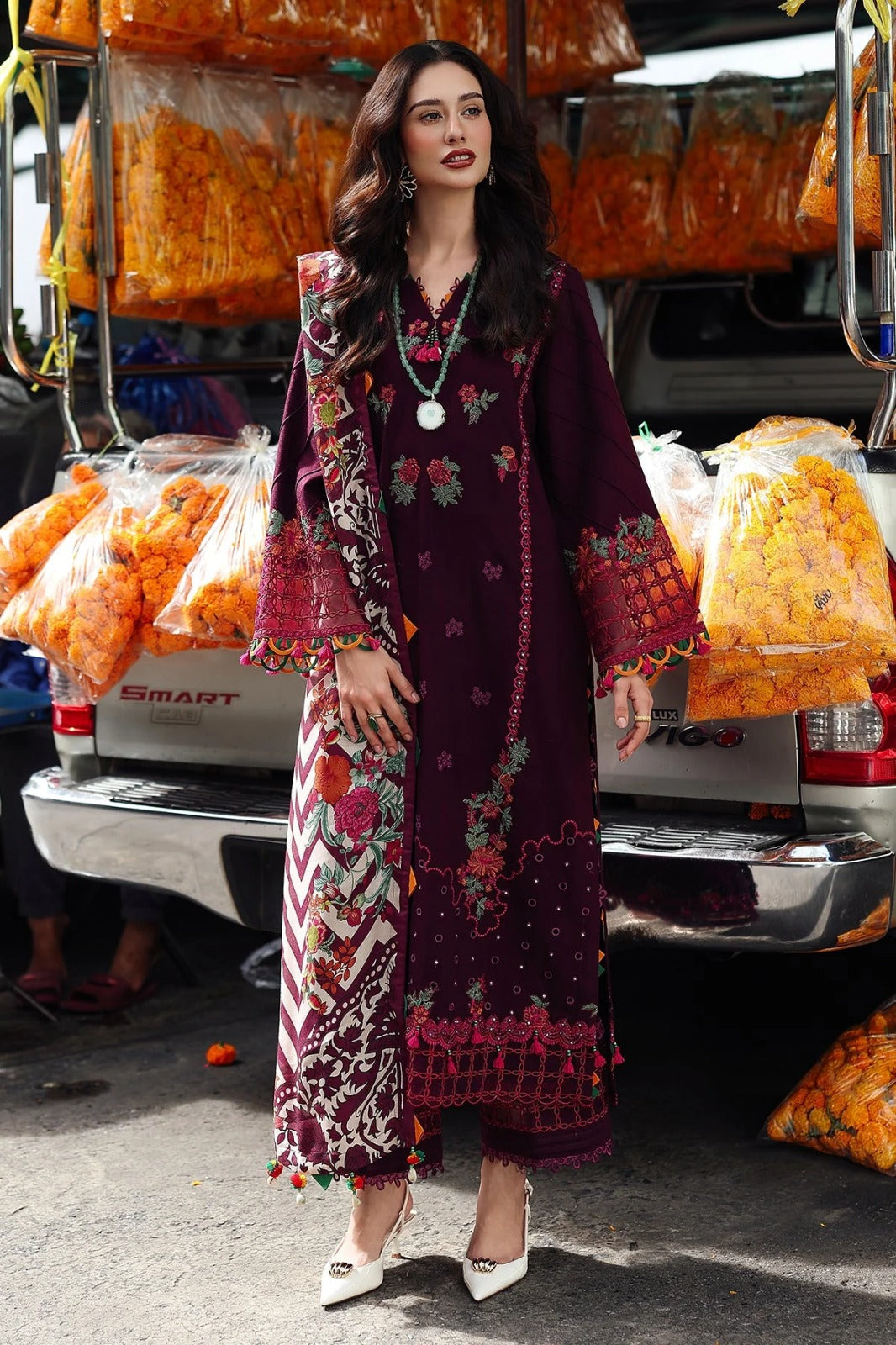 Lawn -3PC Embroidered Shirt with Digital Printed Jacquard Dupatta- 5059