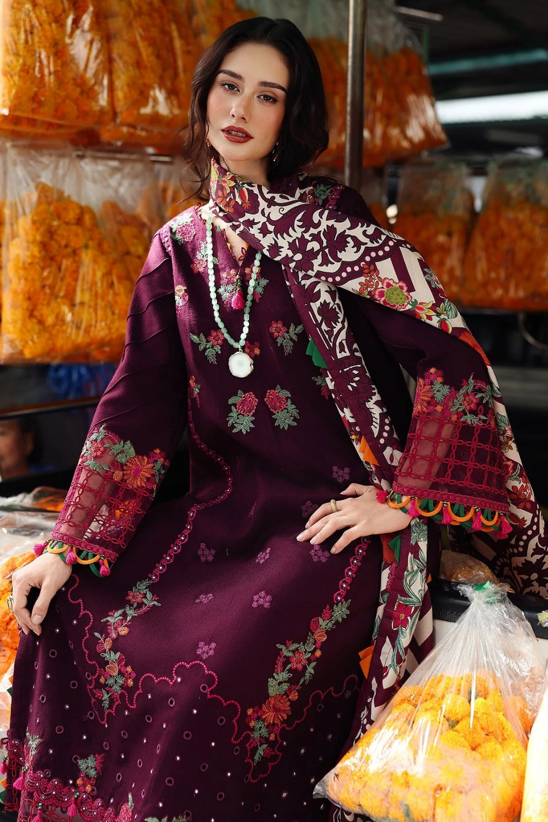 Lawn -3PC Embroidered Shirt with Digital Printed Jacquard Dupatta- 5059