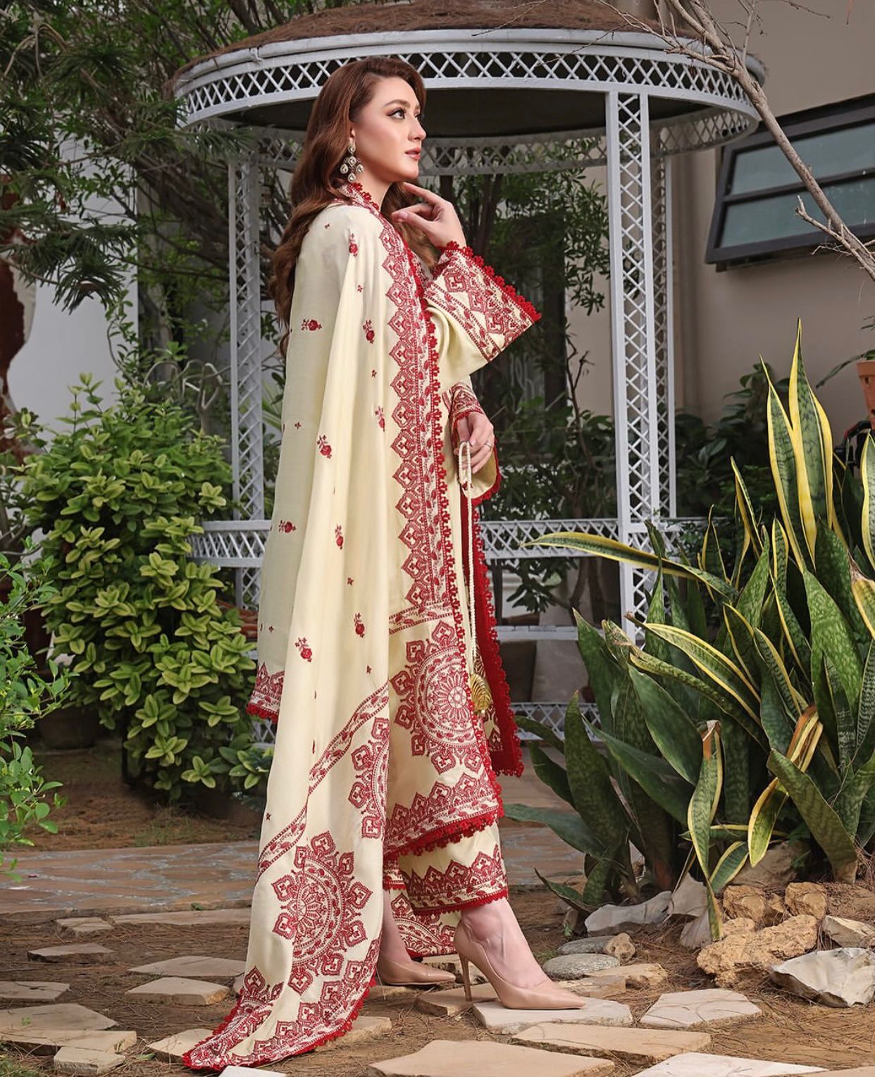 Lawn-3PC Embroidered Shirt with Cotton Net Viscose Dupatta -5140