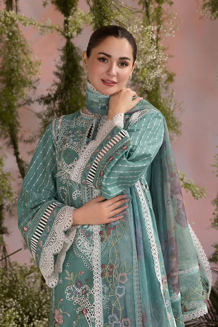 Lawn-3PC Embroidered With Organza Digital Printed Dupatta-5193
