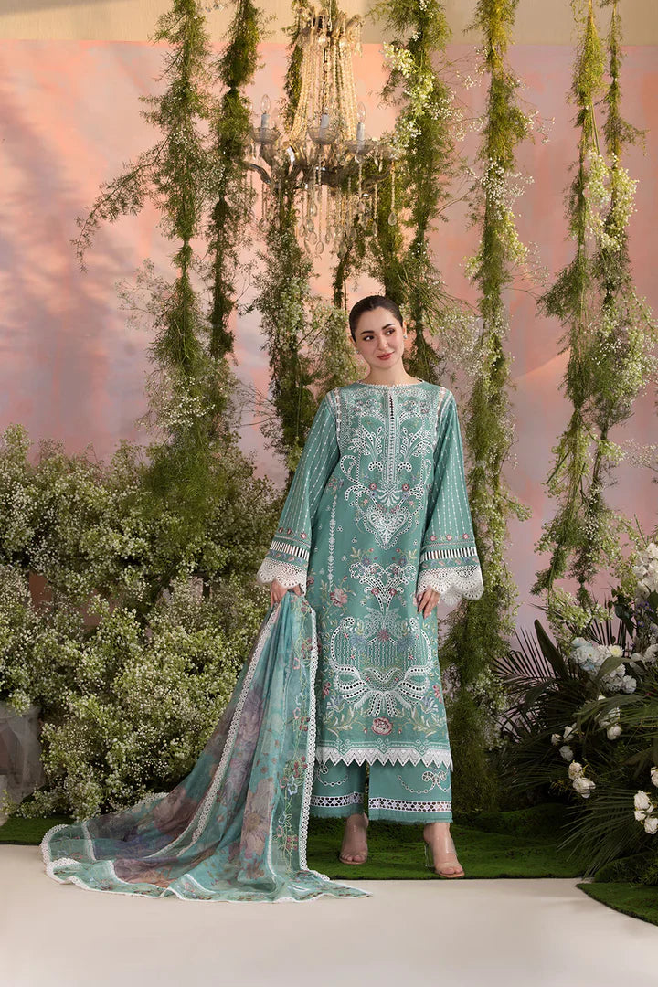 Lawn-3PC Embroidered With Organza Digital Printed Dupatta-5193