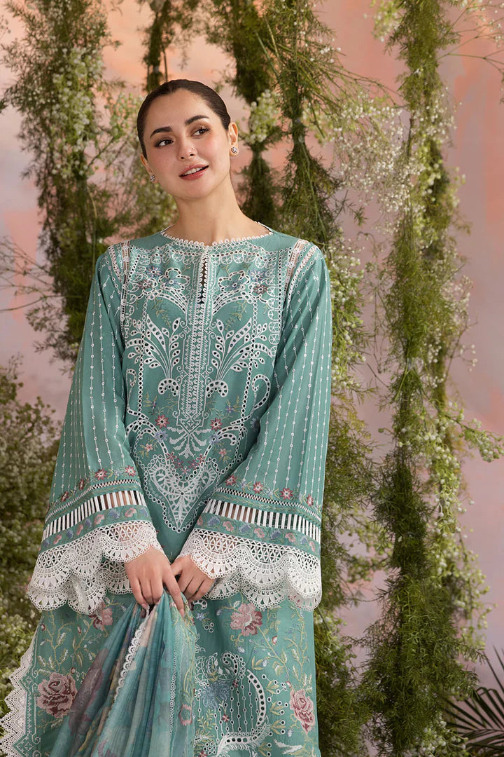 Lawn-3PC Embroidered With Organza Digital Printed Dupatta-5193