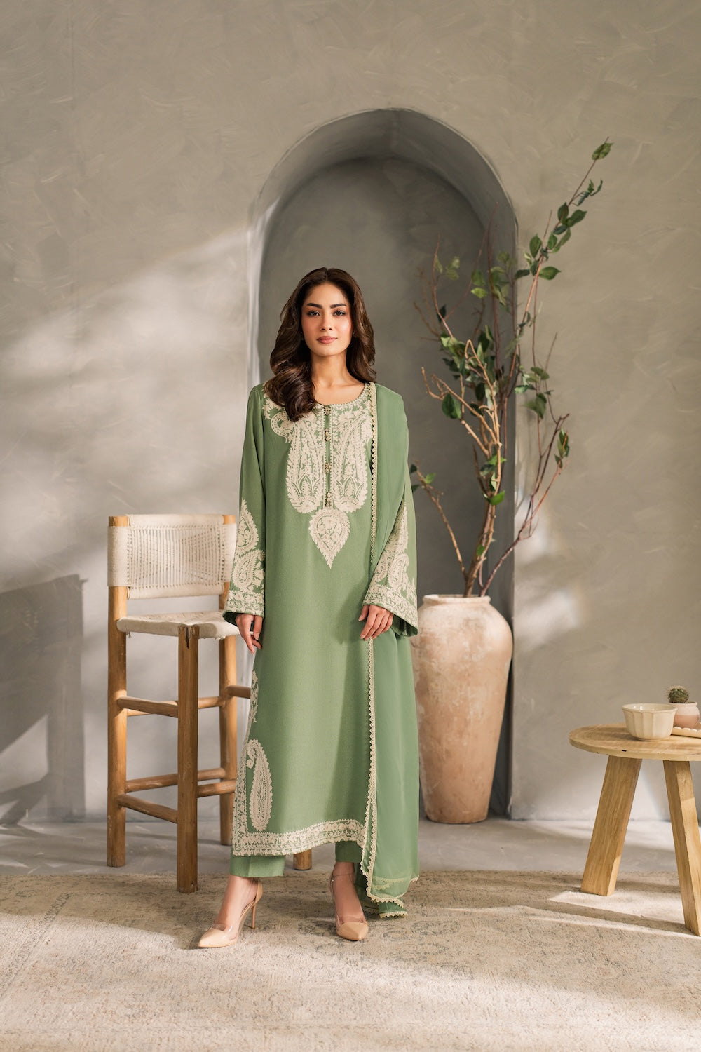 Lawn-3PC Embroidered With Chiffon Ready to Wear Dupatta-5221