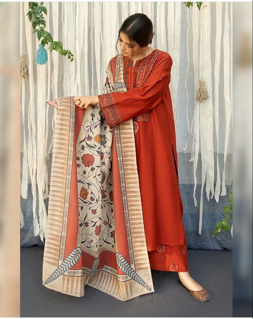 Lawn 3PC Embroidered Shirt with Digital Printed Jacquard Dupatta-5184