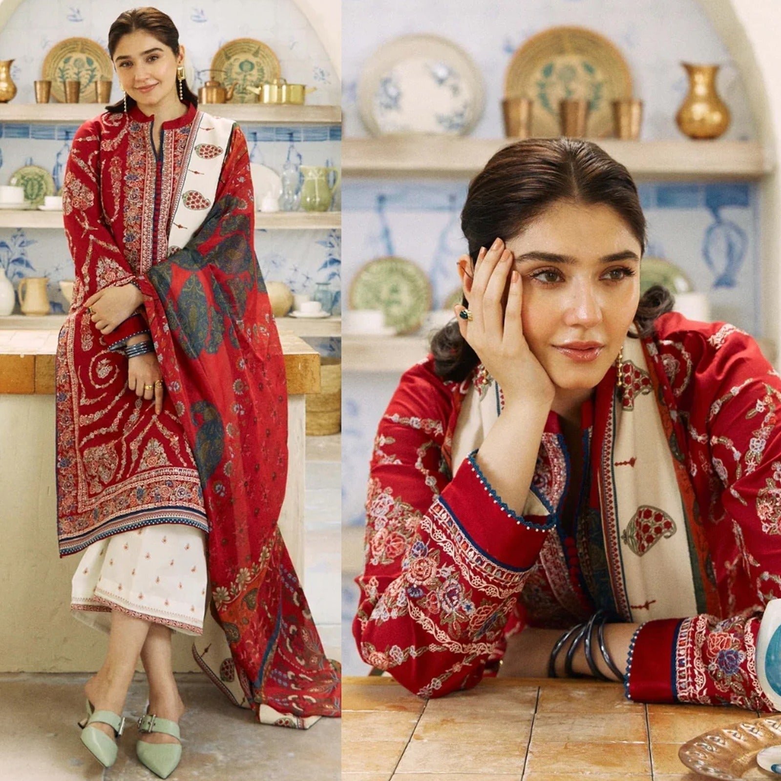 3PC Lawn Embroidered Shirt With Printed Jauqard Dupatta-5154