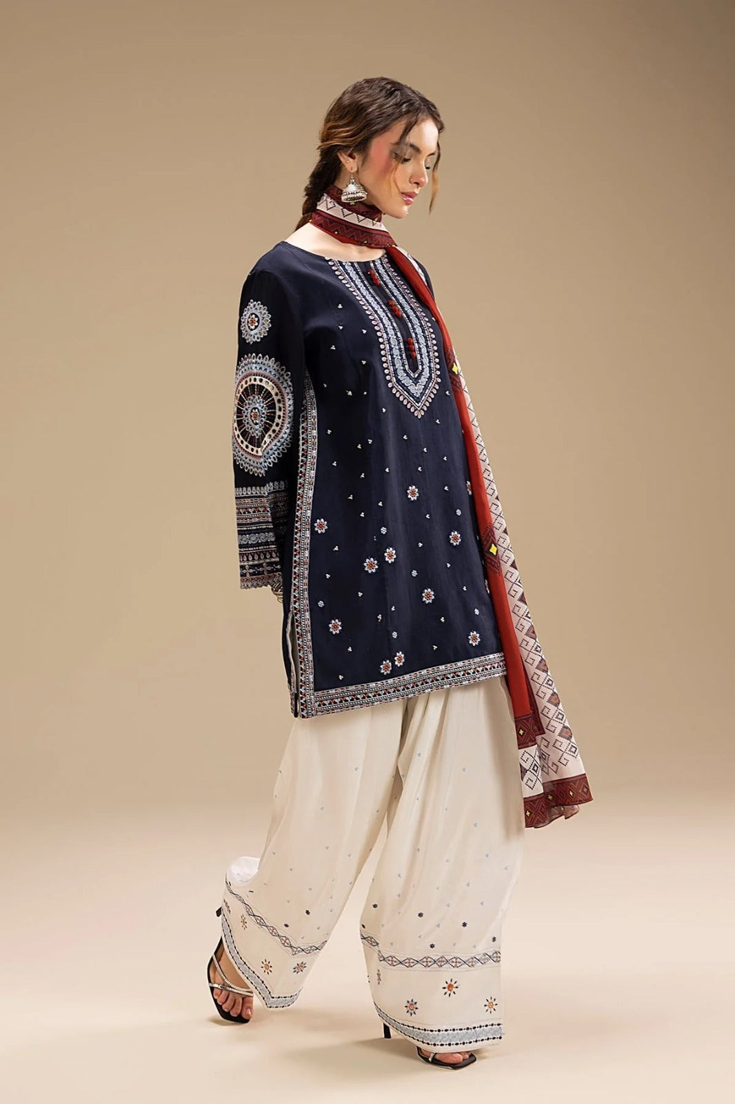 Lawn 3PC Embroidered Shirt with Digital Printed Jacquard Dupatta-5214