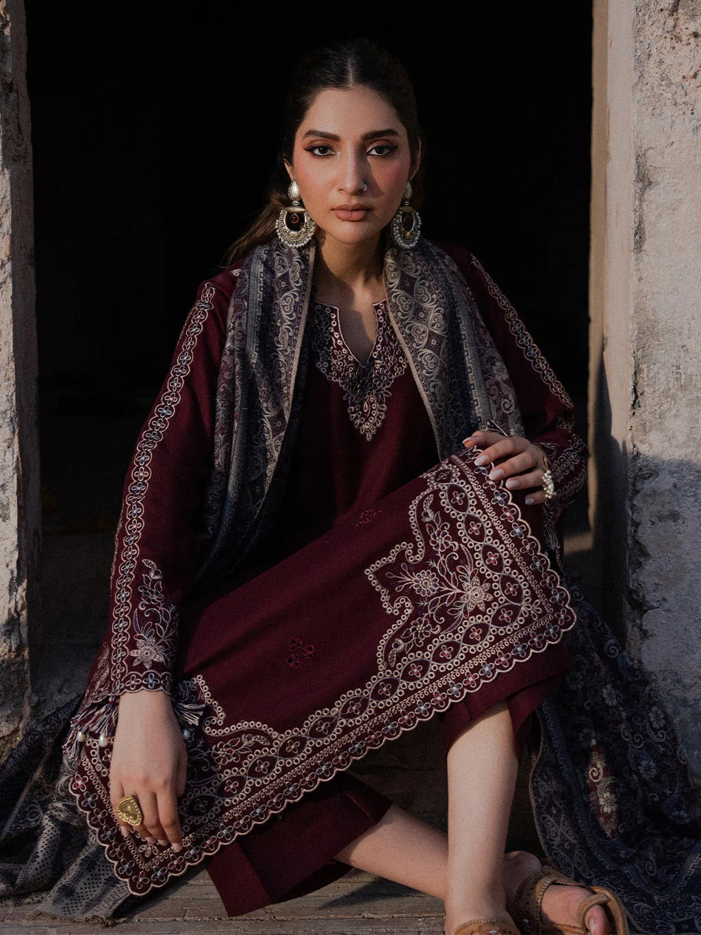 Lawn 3PC Embroidered Shirt with Digital Printed Jacquard Dupatta-5047