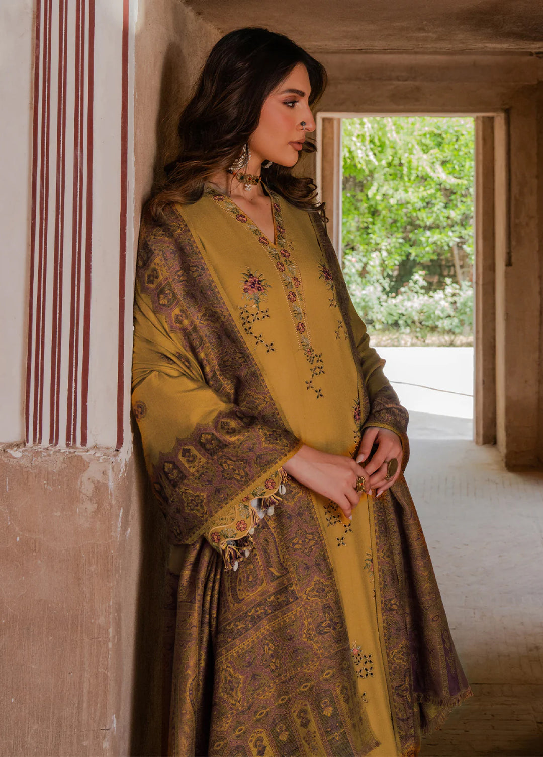 Lawn-3PC Chikankari Embroidered With Digital Printed Jacquard Dupatta-5044