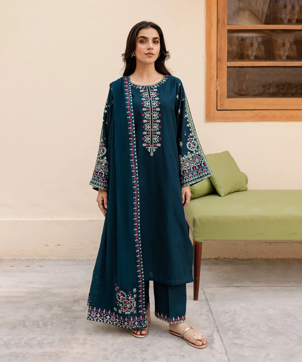 Lawn-3PC Embroidered Shirt with Chiffon Embroidered Dupatta- 5162
