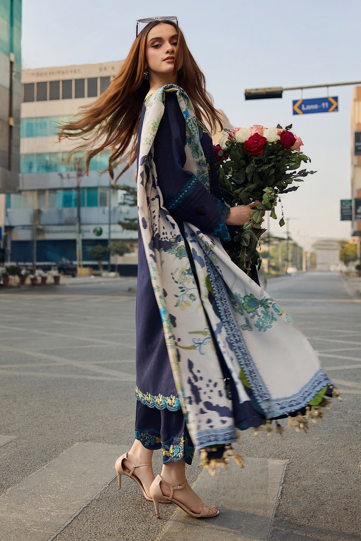 3PC Lawn Embroidered Shirt With Digital Printed Jacquard Dupatta- 5037